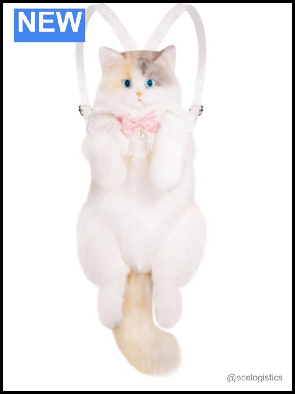 Cat Shaped Plush Backpack Handcrafted Stuffed Animal Bag with Adjustable Straps